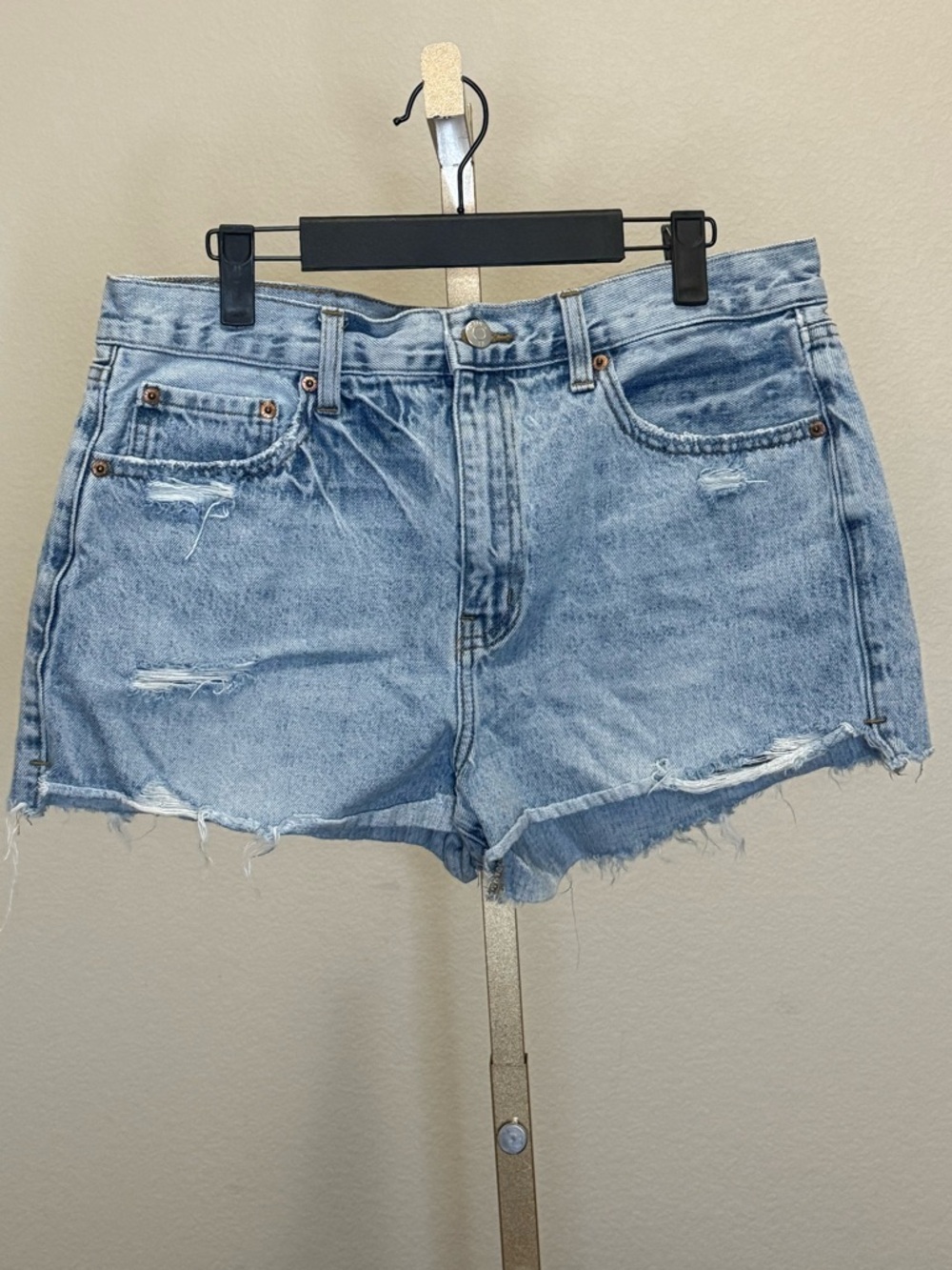 Pistola Light Blue Distressed Denim Shorts